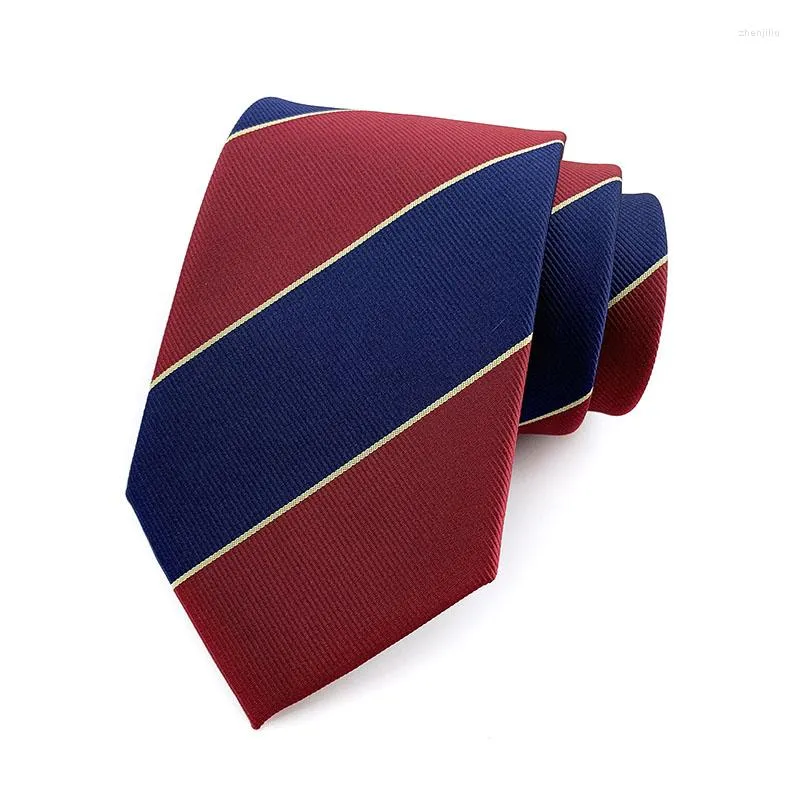 Noeuds papillon 8 cm Hommes Cravate Bleu Foncé Rouge Large Rayé De Mode Cravate Soie Cravates Pour La Fête De Mariage Gravatas Para Homens YUY05