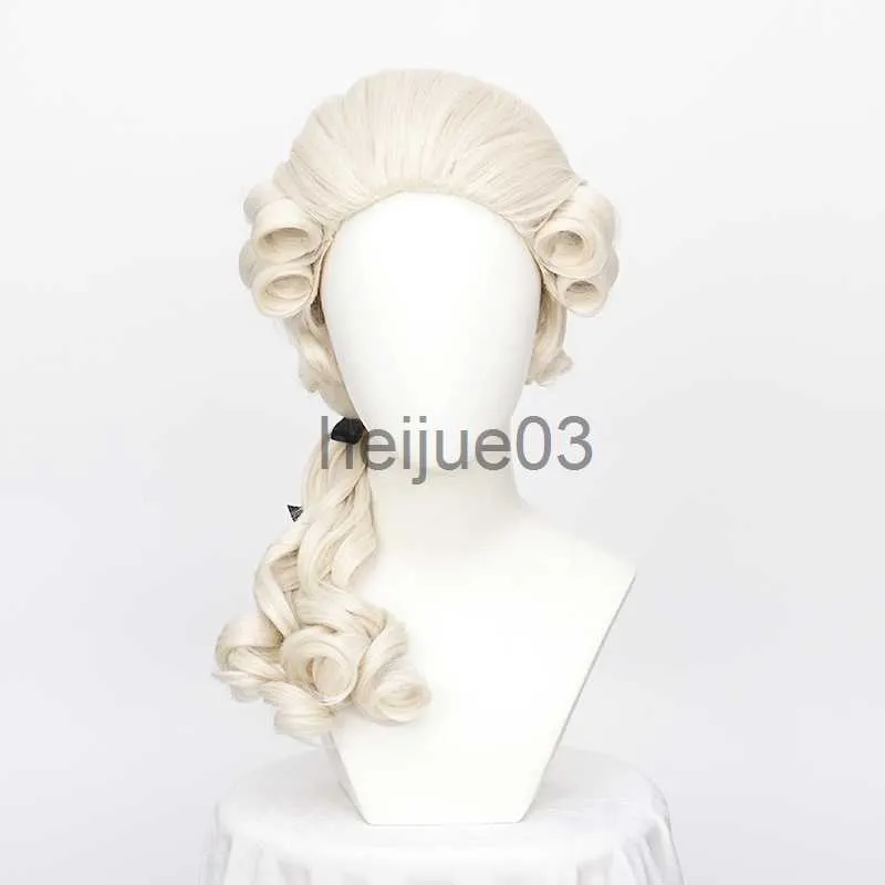 Perruques Synthétiques ccutoo Avocat Synthétique Juge Baroque Bouclés Costume Perruques Deluxe Historique Longue Blonde Cosplay Perruque Pour Halloween Perruque Cap x0715