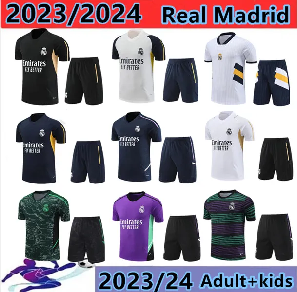 2023/2024 Real Madrids Tracksuit Set Training Suit 23/24 Benzema Mężczyźni i dzieci kamizelka z krótkim rękawem.