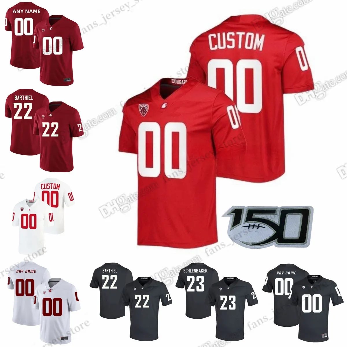 S-6XL Washington State Cougars College Football Jersey Brown Neal Holcomb Irvin Bazil Jenkins Katzer Beason Bell Ashby Bowen Byng Dieu Garay-Harris Malani Edson