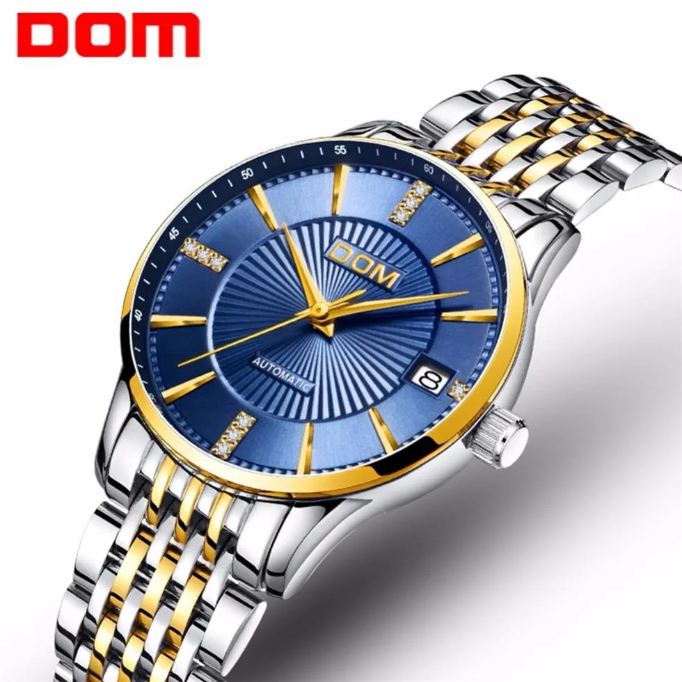 Dom Women Mechanical Watch Fashion Stainless Steel Blue Dial Watch Luxury Waterproof Female Automatic Clock Montre Femme G-79285M