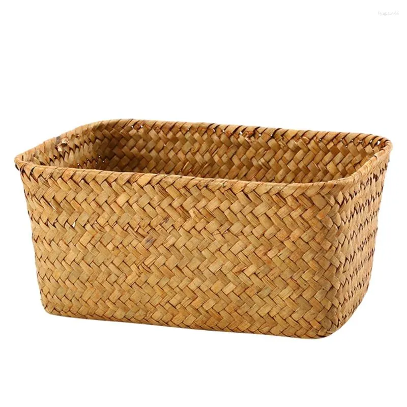 Ensembles de vaisselle sac de rangement conteneur tissage panier supports ménagers décorations de voiture en osier algues bureau couvercle pique-nique