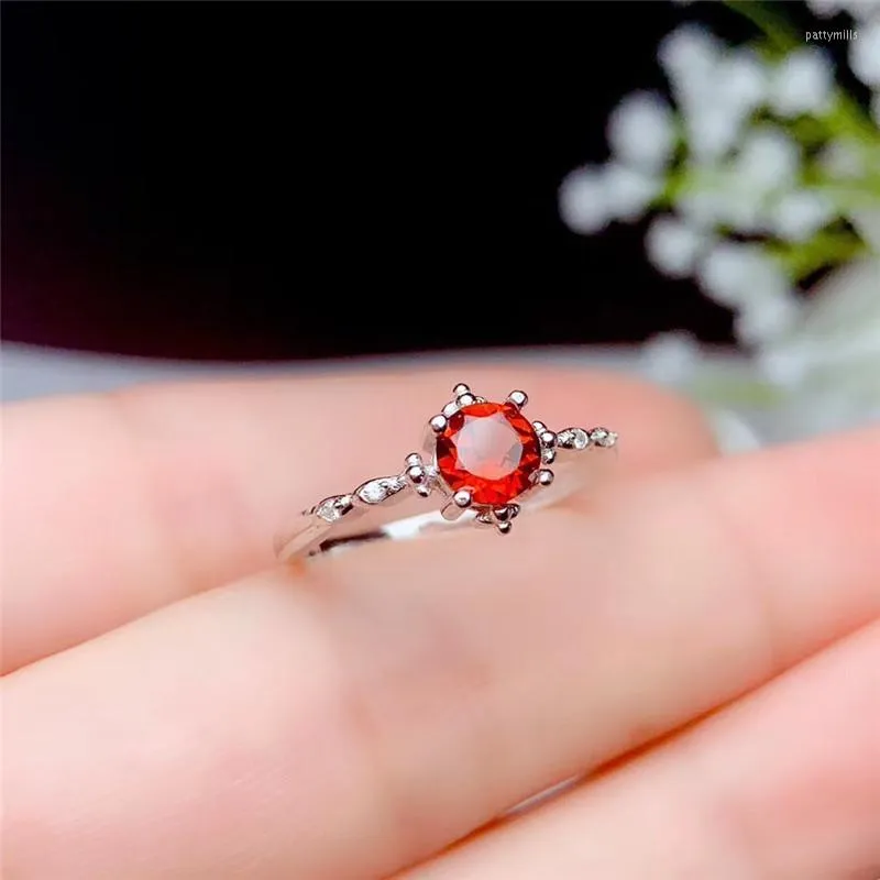 Klastrowe pierścionki proste i wykwintne naturalne pierścień granatowy 925 Ekskluzywne klejnoty dla kobiet