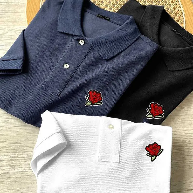 Herr t-shirts toppkvalitet sommar blommig nydesign herr polo skjorta bomull kort ärm polos homme casual lapel t-shirt manliga toppar s-5xl l230715