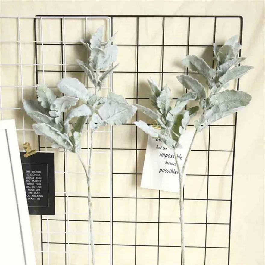 인공 꽃 고품질 떼는은 잎 크리스 산맥 실크 양고기 귀 잎 스프레이 녹지 홈 장식 웨딩 208b