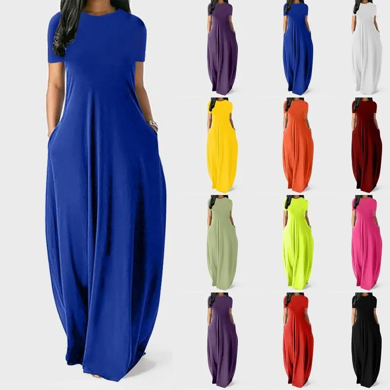 Casual Dresses 2023 Summer Women Dresse Women's Sexy V-Neck Sleeveless Spaghetti Strap Sundress Ladies Solid Color Long Dress S-5XL