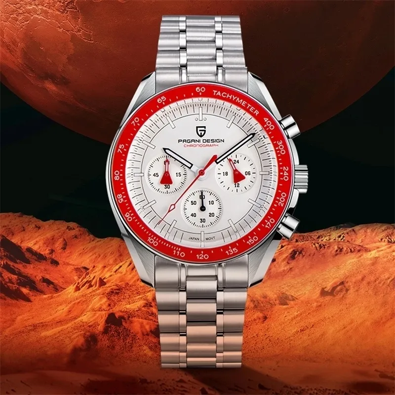 Outros Relógios PAGANI DESIGN V5 Top Luxury Men Quartzo Automático Data Speed Chronograph AR Sapphire Mirror 100M Dive Wristwatch 230714