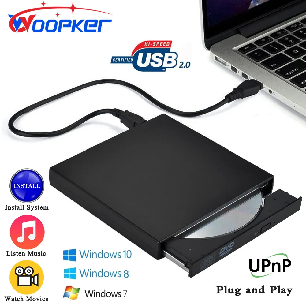 Lettore DVD VCD Woopker USB 20 Unità CD esterna Mp3 Musica Film Lettore portatile per Windows 7 8 10 Laptop PC desktop Computer 230714