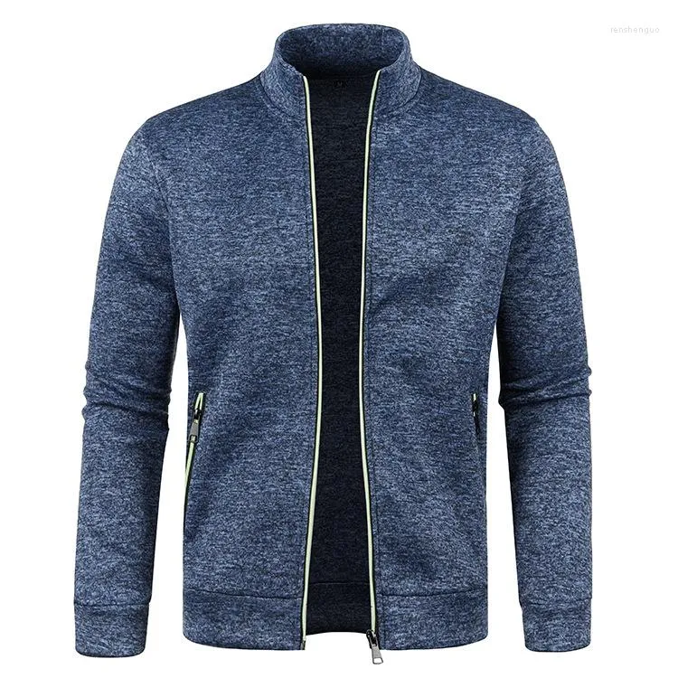 Gilet da uomo Cappotto tinta unita Uomo Primavera Autunno Cerniera Maglia maniche lunghe Maglione top moda in cashmere sottile