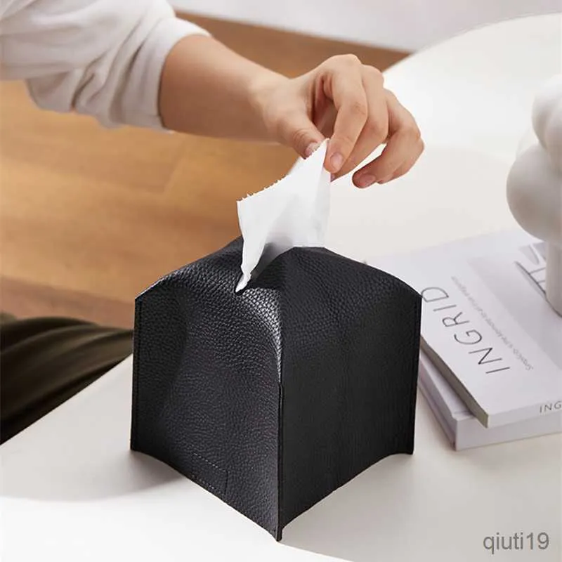 Tissue Boxes Napkins Modern PU Leather Square Tissue Box Cover Holder-Decorative Holder/Organizer for Bathroom Vanity Countertop Night Stands Office R230715