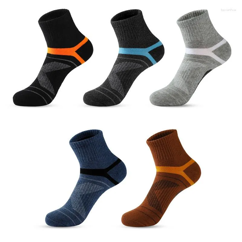 Meias masculinas 5 pares de algodão esportivo de boa qualidade casual ao ar livre adequado para absorção de suor e respirável