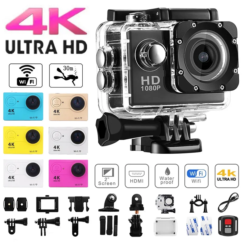 Best 4k Sports Camera 4K Ultra HD Original Action Camera 1080P30fps WiFi  2.0 Inch Screen 170D Waterproof Underwater Helmet GO Recording Cameras Pro  230714 From Ning04, $27.99