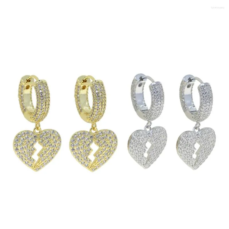 أقراط متدلية عالية الجودة Micro Pave واضحة Zirconia 5a Cz Heart Charm Drop rapring for Women