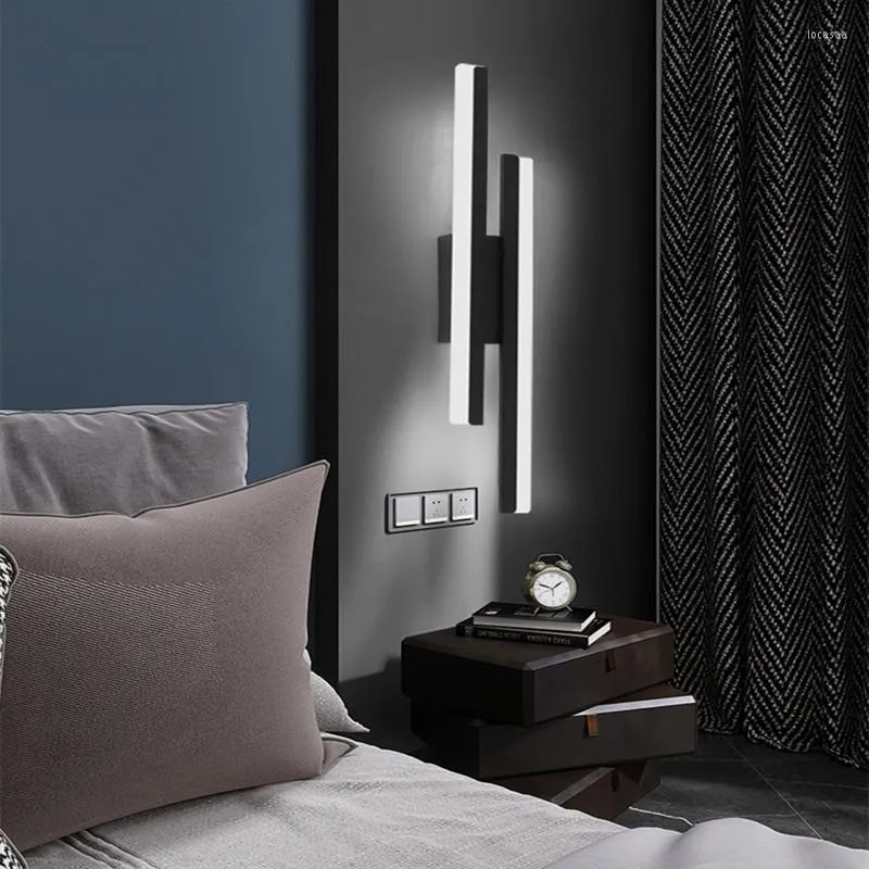 Lâmpada de parede Morden LED quarto acrílico abajur linha strip light iluminação interna para sala de estar corredor luminária