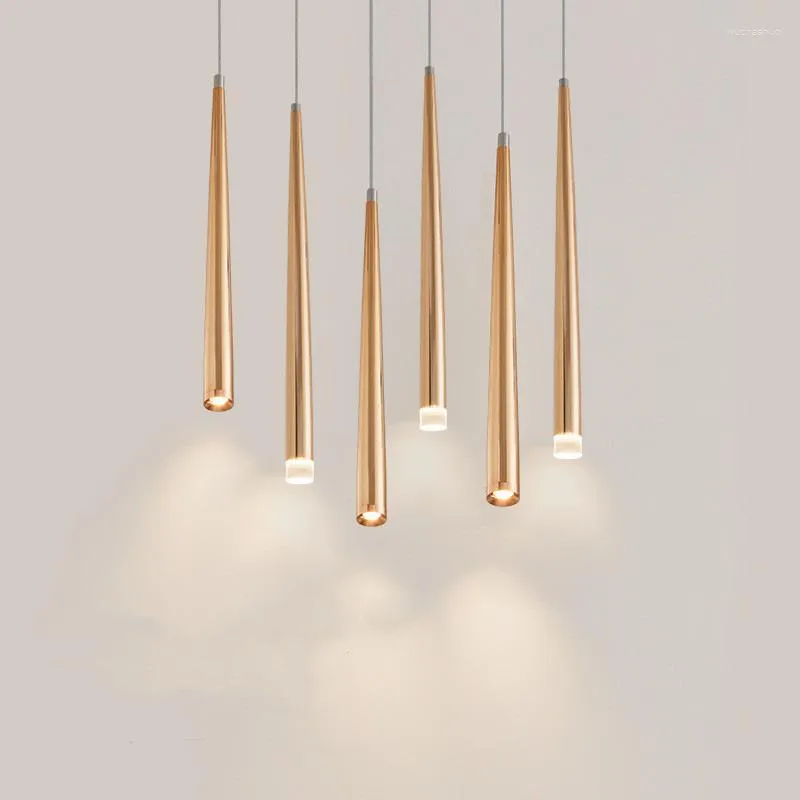 Pendelleuchten, nordische konische lange Röhrenleuchten, 3/5/7 W, Wohnzimmer, Esszimmer, Schlafzimmer, Innenbeleuchtung, Aluminiumrohr, LED-Kristall, Hängelampe