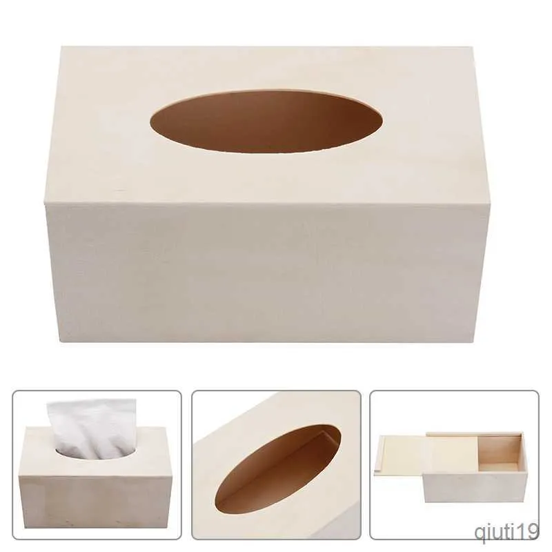 Tissue Boxes Napkins 1pc Wooden Solid Tissue Box Kid DIY Craft Napkin Holder Case Household Hotel Restaurant Facial Tissue Boxes R230715