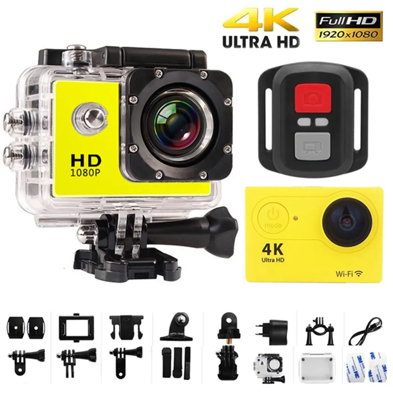 Sports Action Video Cameras Ultra HD 4K Action Camera 30fps 170D Underwater Waterproof Helmet Video Recording Outdoor Remote WiFi 2.0 Screen Mini Sports Cam 230714