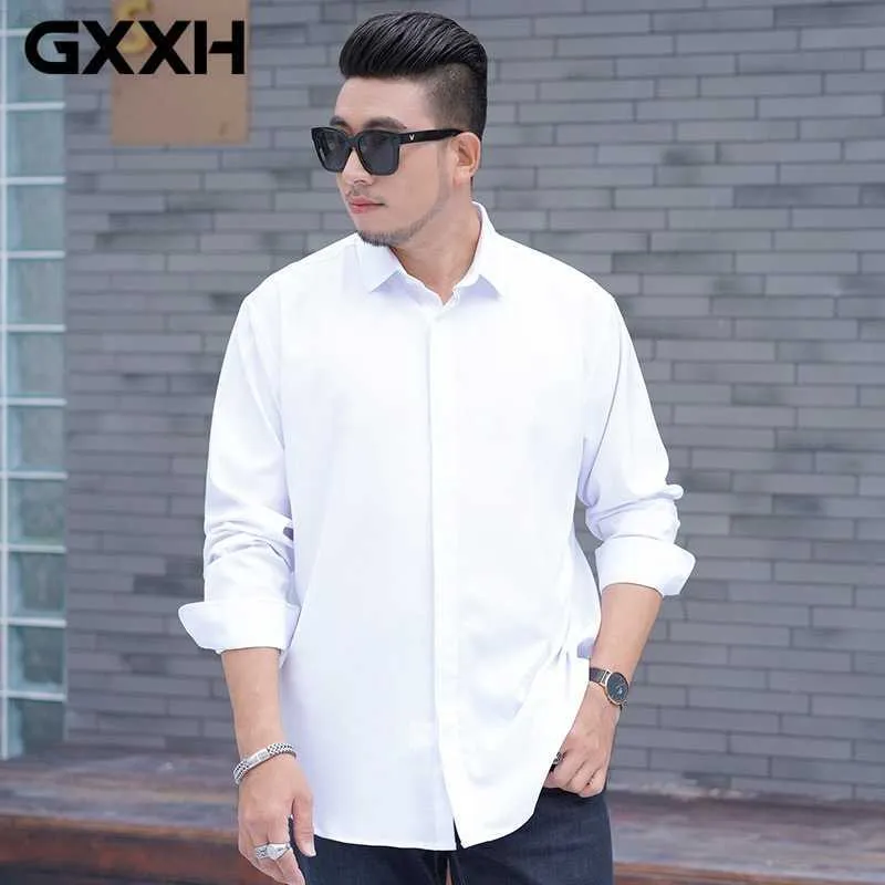 Men's Casual Shirts Extra Plus Large Size 10XL 8XL 7XL Mens Business Casual Long Sleeved Shirt Classic Solid Male Social Dress Shirts Purple Blue L230715