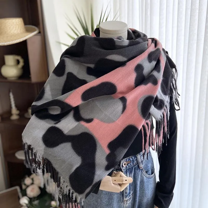 Cachecóis de grife Vacas Estampadas Pashmina Mulher Cachecol de Caxemira de Luxo Marca Xales Longos Moda Feminina Cobertor Outono Inverno Envoltório Borlas