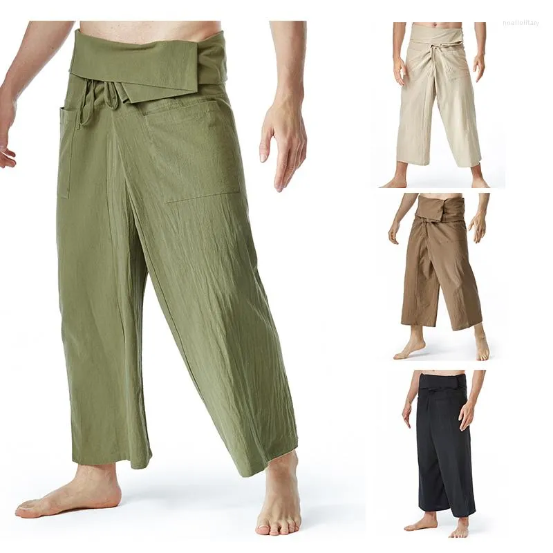 Męskie spodnie 2023 bawełniane letnie mężczyźni w stylu harajuku streetwear fishman wysokiej jakości swobodny haren spodni męski szeroka noga