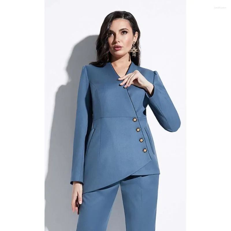 Pantalon deux pièces pour femmes couleur unie Design sens costume pièces (veste pantalon) 2023 mode haute qualité Blazer ensemble de bureau