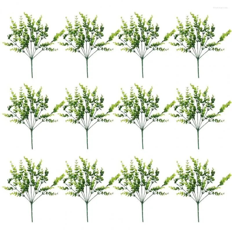 decoratieve bloemen realistische herbruikbare kunstmatige eucalyptus met stengel 12 stks/set niet-verwelken faux groene planten voor huisdecoratie nee