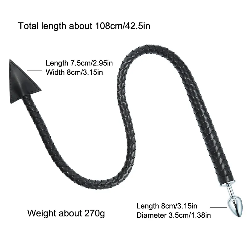 Adult Toys Metal Anal Plug Tail Black Leather Bdsm Whip Butt Gay Toy Butt for Women Sex For Couple Games 23071_voghion.com
