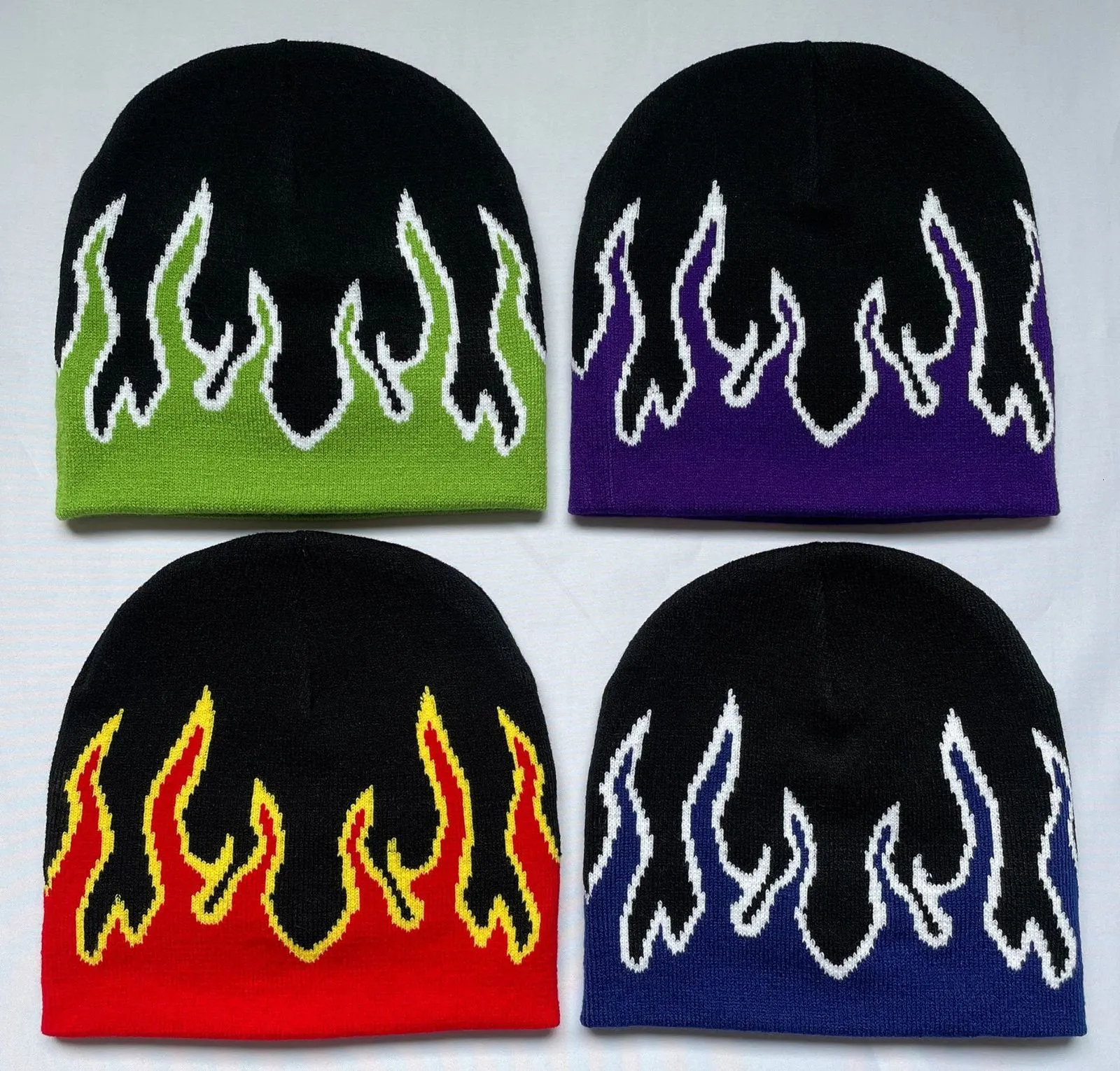 Ball Caps Knitted hat mens and womens jacquard flame autumn winter outdoor cycling versatile hiphop 230715