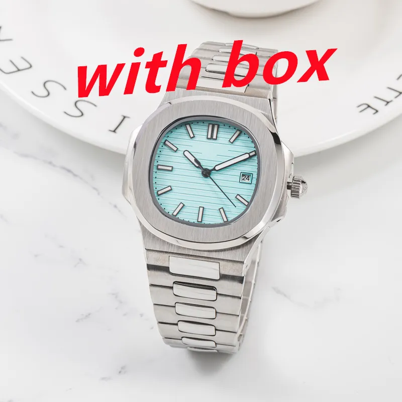 Mit Box, automatische wasserdichte Uhr, 41 mm, Automatikuhren, 5811, silbernes Armband, blaues Edelstahl-Herrenarmbanduhr, mechanisch, Montre de Luxe