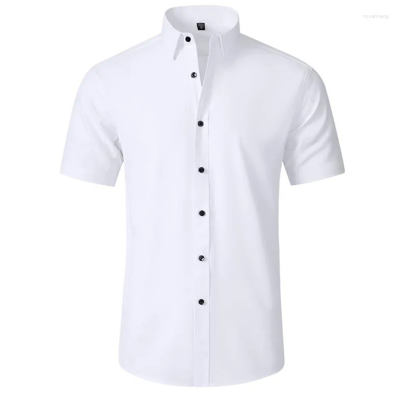 Camicie eleganti da uomo Camicie estive da uomo a maniche corte tinta unita non stirate Camicia da ufficio per feste da matrimonio Slim Fit Social Chemise