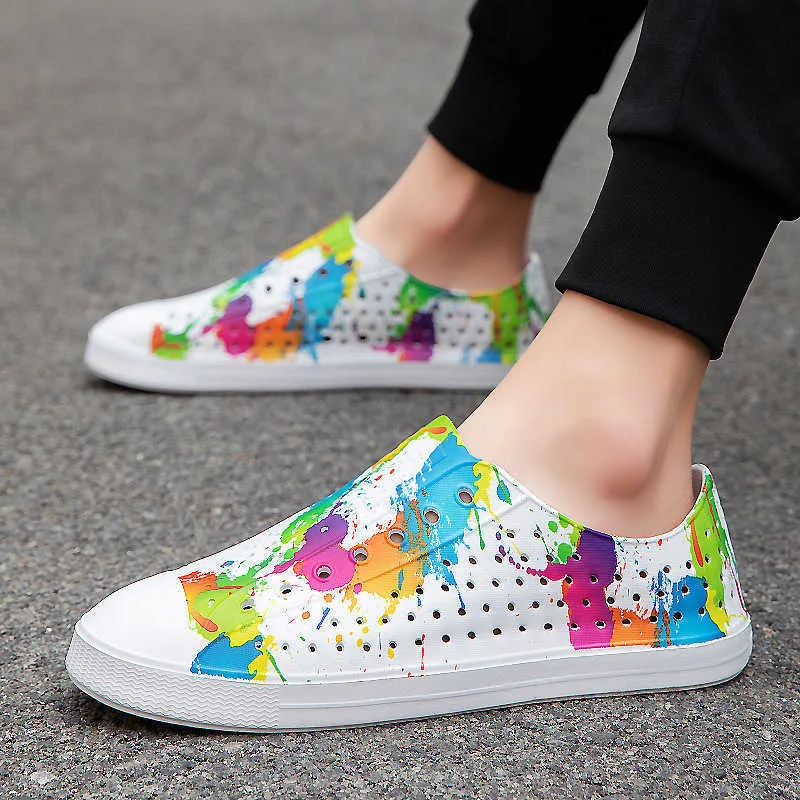 2023 Kvinnor Mens Casual Shoes Breattable Beach Shoes Woman Par Sneakers Floral Design Low Top