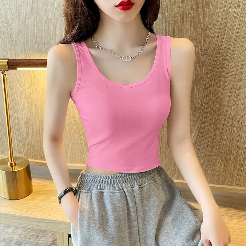 Vrouwen Tanks 2023 Mode Sexy Vrouwen Snoep Kleur Tops Korte Katoen Casual Hemdje Tube Top Vrouwelijke Mouwloos Cropped Vest