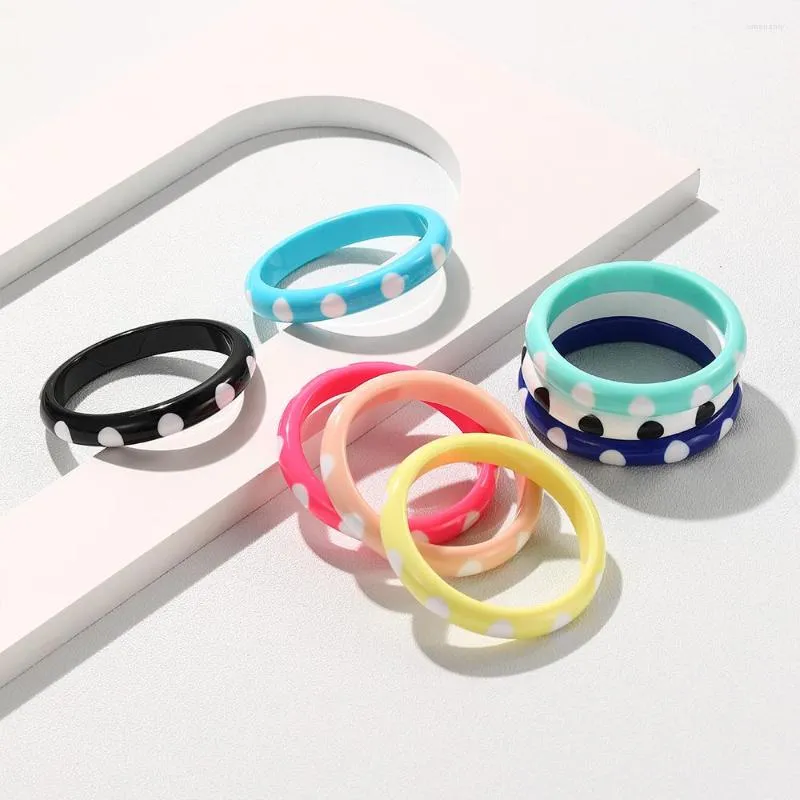 Bangle Trendy Colorful Thin Bangles for Women Korean Fashion Geometric Round Acrylic Armband Girls Jewel Summer Travel Party Gifts