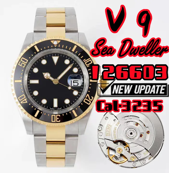 v9 m126603 Sea Dweller Luxus Herrenuhr 3235 Mechanisches Uhrwerk 904L Edelstahl 44 mm, Business-Freizeit-Taucheruhr mit Keramiklünette