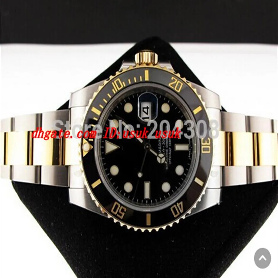 Роскошные наручные часы 2 тон 18K желтого золота 116613 Black Ceramic Bezel Bracelet Mens Mens Mens Automatic Sport Watch Men's279V