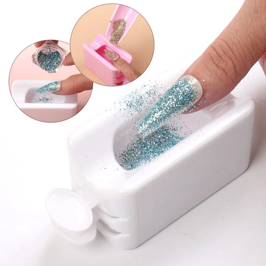 KES40 Nail Glitter Storage Box Double Layer Manicure Pigment Dust ...