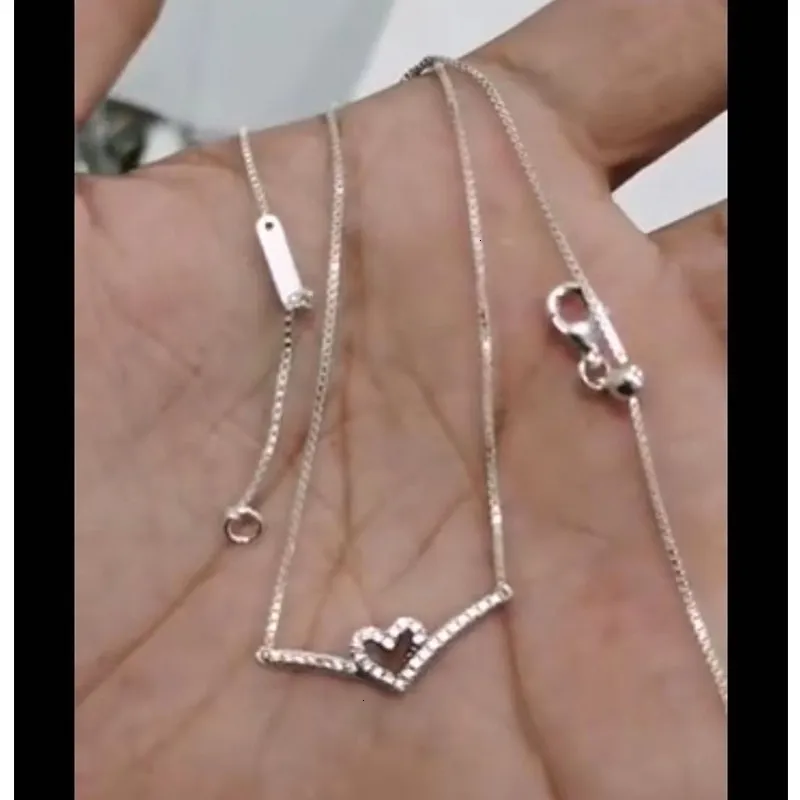 Colares com pingente de prata esterlina 100 925 de alta qualidade colar em forma de coração um presente romântico de dia dos namorados para namorada 230714