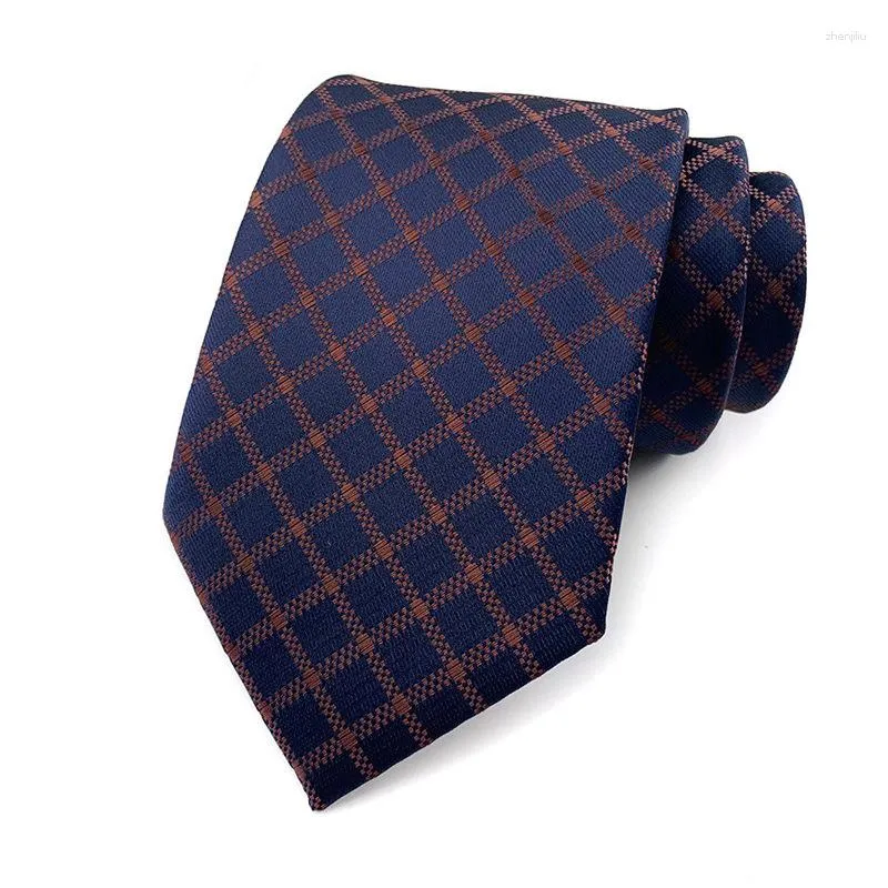 Papillon Moda Uomo Cravatta fatta a mano in seta Plaid blu navy Ascot Gravatas Luxe Pour Corbatas Para Hombre Accessori TK-14