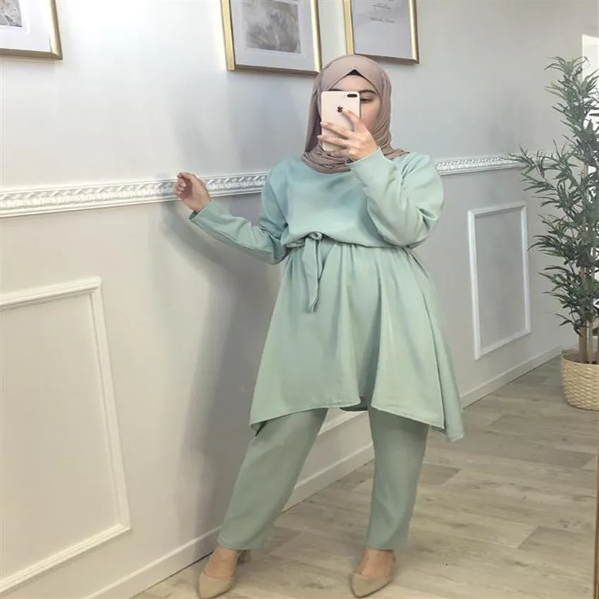 Abbigliamento etnico Ramadan Aid Mubarak Abaya Dubai Turchia Hijab Set musulmano Abito Islam Abbigliamento per le donne Completi Musulman Kaftan 269E