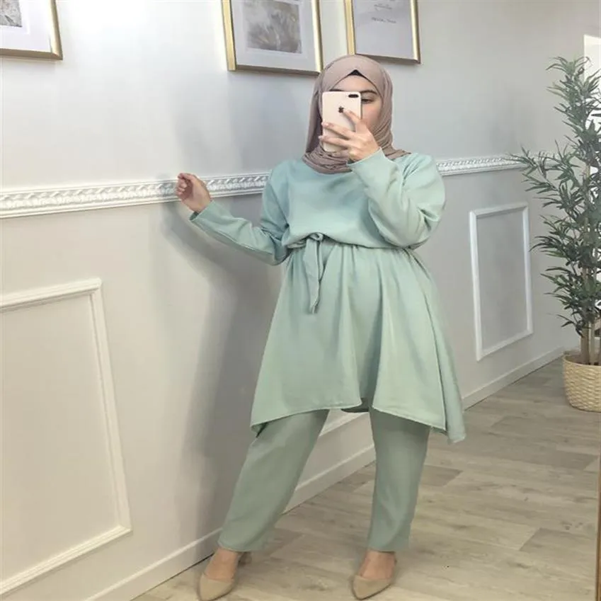 Roupas étnicas Ramadan Aid Mubarak Abaya Dubai Turquia Hijab Conjuntos Muçulmanos Vestido Roupas Islâmicas Para Mulheres Conjuntos Kaftan Muçulmano 269E