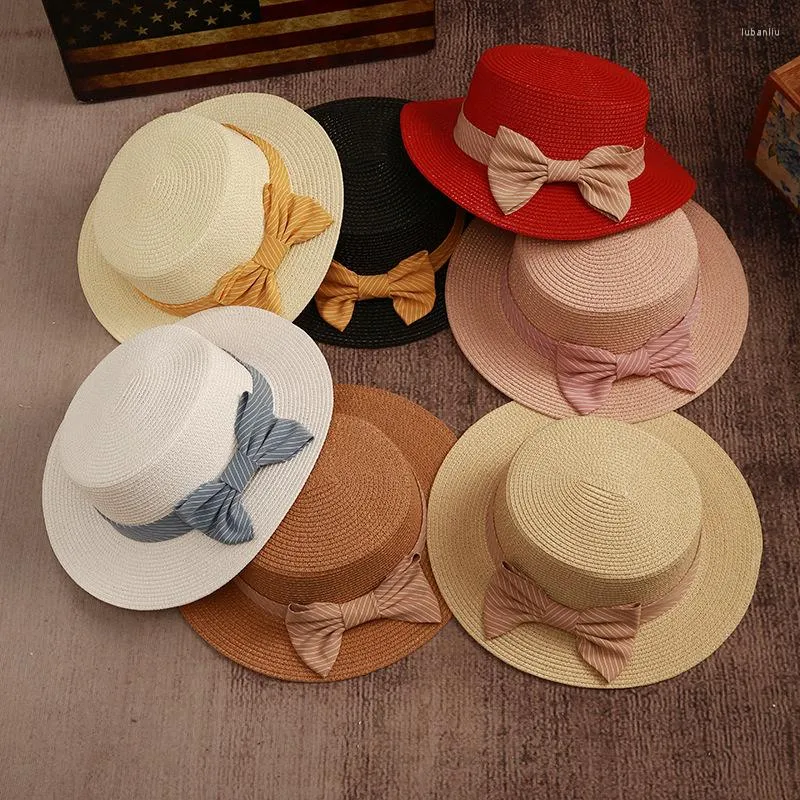 Breite Krempe Hüte für Frauen Hut Sommer Sonne Vintage Mode Schleife Top Strand Stroh Urlaub Reise Panama Chapeu feminino