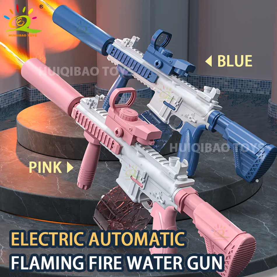 Gun Toys HUIQIBAO M416 Water Gun Flaming Fire Automatic Electric Pistol  Summer Outdoor Shooting Game Fantasy Waters Fights Toys For Kids 230714  From Ning08, $18.24