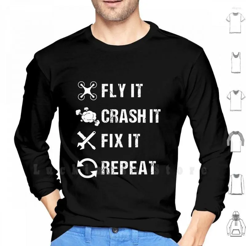 Herren Hoodies Drone Uav | It Crash Fix Repeat Hoodie Langarm Flying Everyday