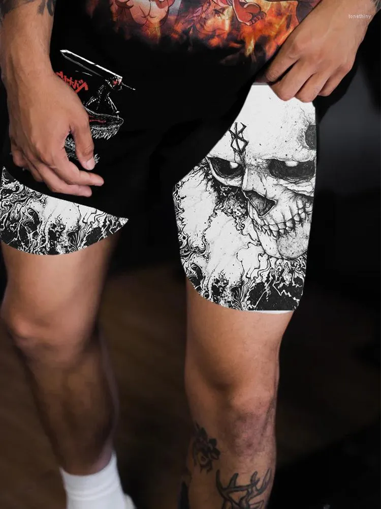 Men's Shorts Anime Gym Men Women Berserk Manga 3D Print 2 In 1 Performance Workout Summer Quick Dry CompressionShort Pants