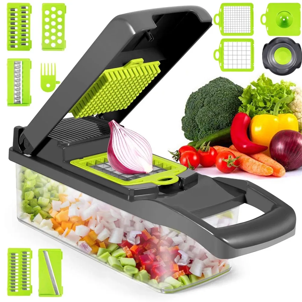 12 Tools in 1 Multifunctional Vegetable Cutter Shredders With Basket Fruit Potato Chopper Carrot Grater Slicer Mandoline 230714 Mandole 23074