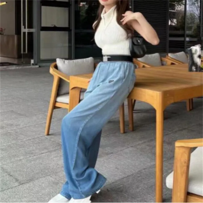 New Style Women Jeans Pants Designer Letter Patches High Waist Wide Leg Trousers Fashion Hip hop Denim Pant