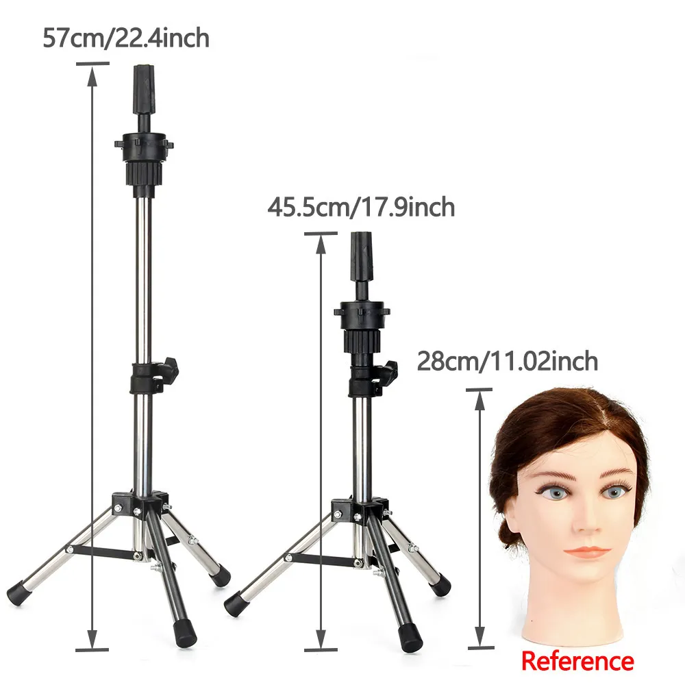 Peruk standı manken kafa tripod ayarlanabilir saç modeli epilasyon gümüş alüminyum eğitim peruk başlık braketi 230715