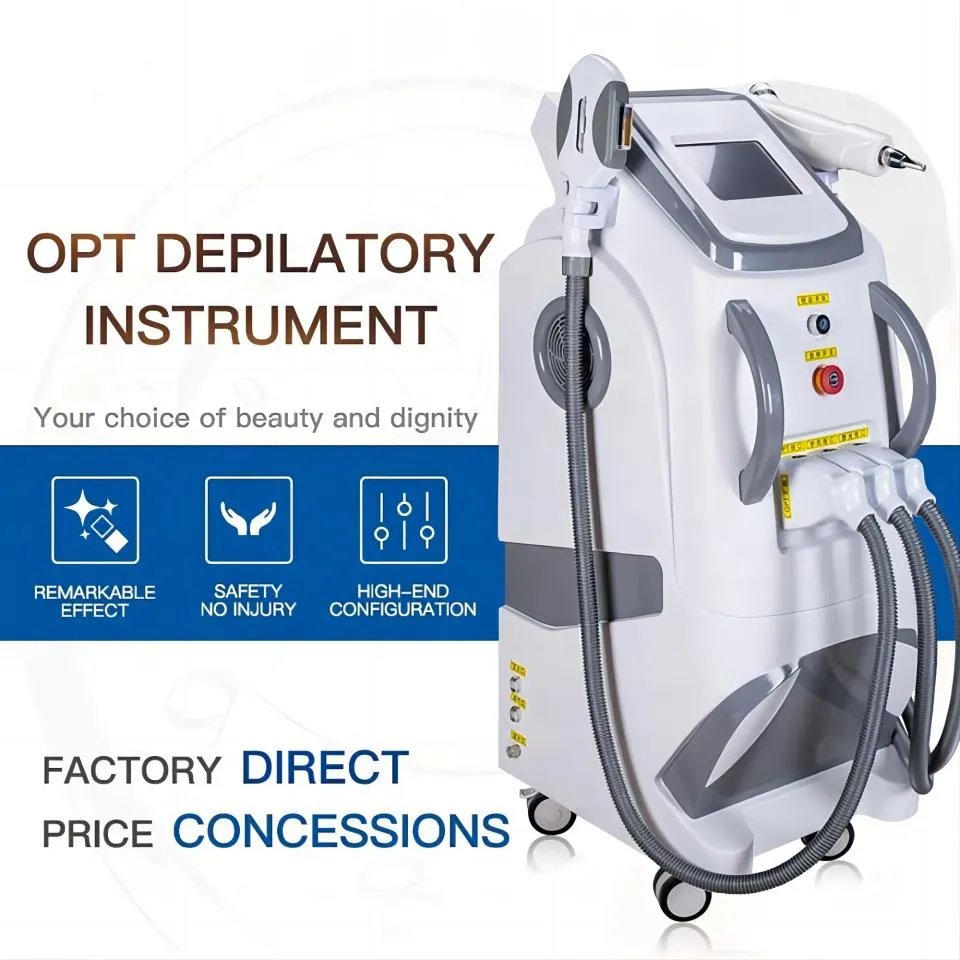 Professional Opt IPL RF Machine Laser Hårborttagning Q Switched ND YAG Laser Skin Rejuvenation Tattoo Removal Machine Spots Removal Pigmenterings Behandling