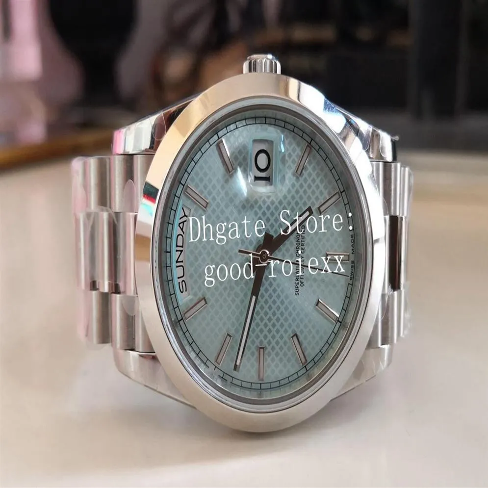 Gents Watches For Men Green Light Blue Grid Dial Watch Smooth Bezel BP Factory Automatic 2813 Mechanical Steel Time Day Date 22820244m