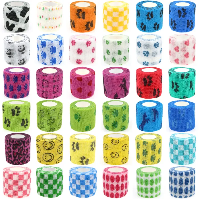 Boules 24 Rouleaux Bandage Élastique Auto-Adhésif Wrap Bande Cohésive Vétérinaire pour Chien Chat Cheval Animaux Animaux Cheville Entorses 230715